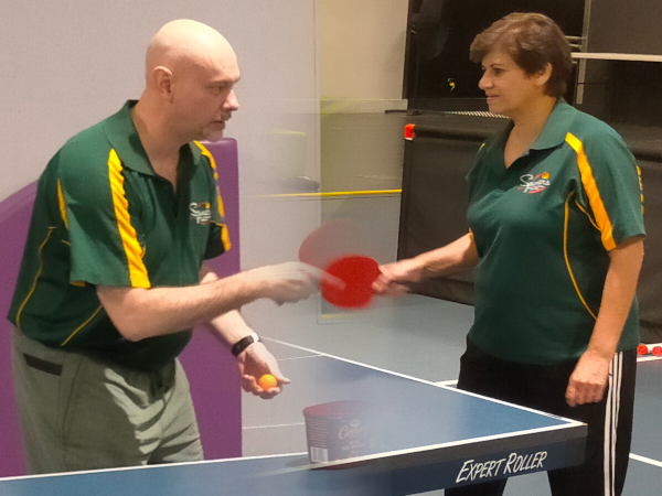 composite picture of a coach and a player learning a technique